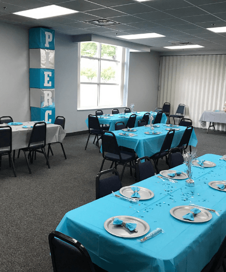 Room decorated for a party