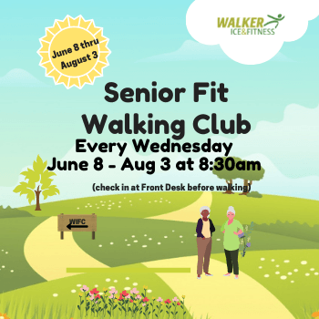 cartoon of senior citizens walking on trails