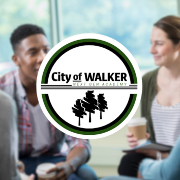 Young adults in background with Mayor's Next Gen logo prominently featured