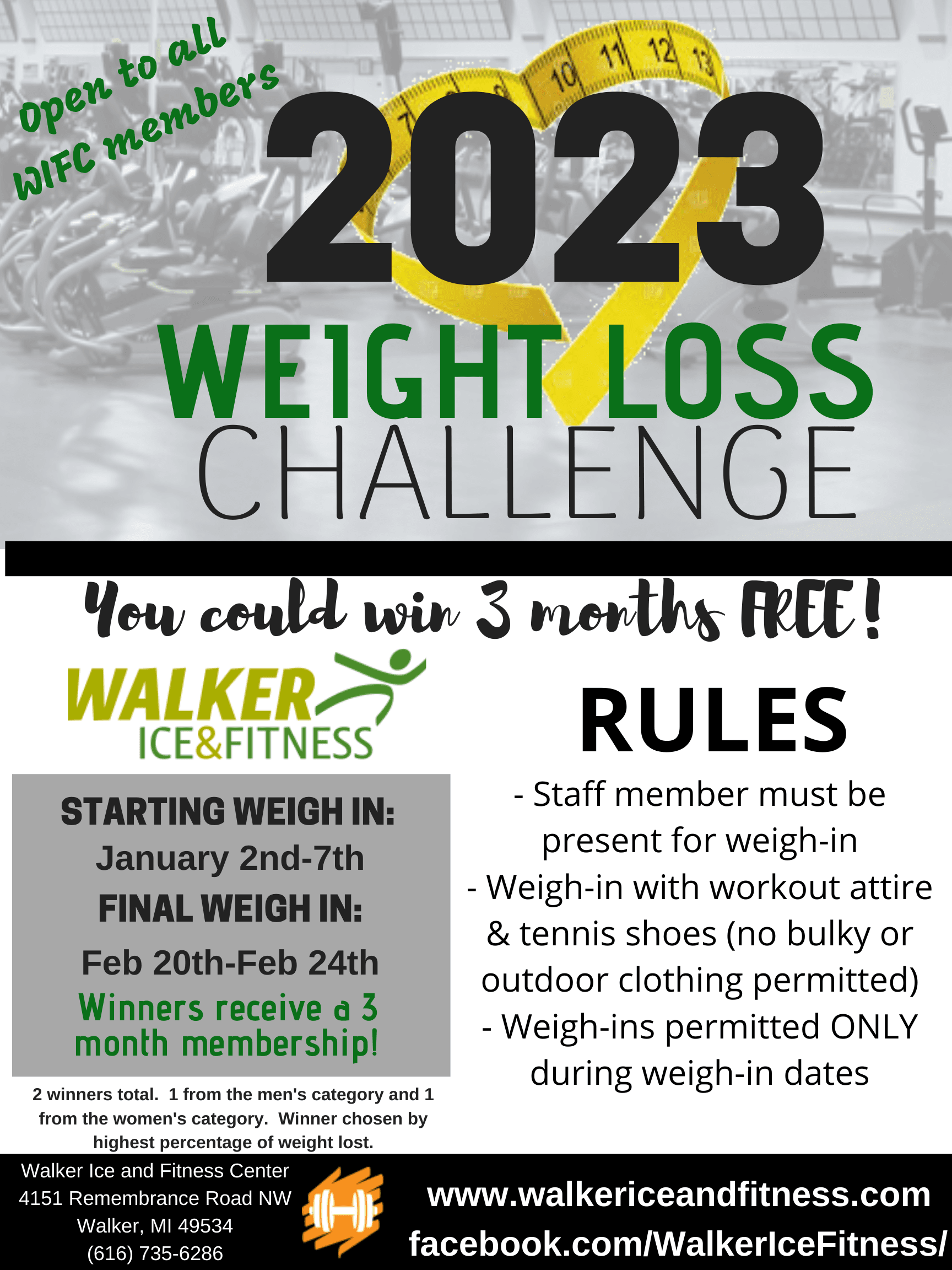 image of gym with information about weight loss challenge