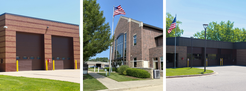 Individual pictures of each of Walker's 3 fire stations