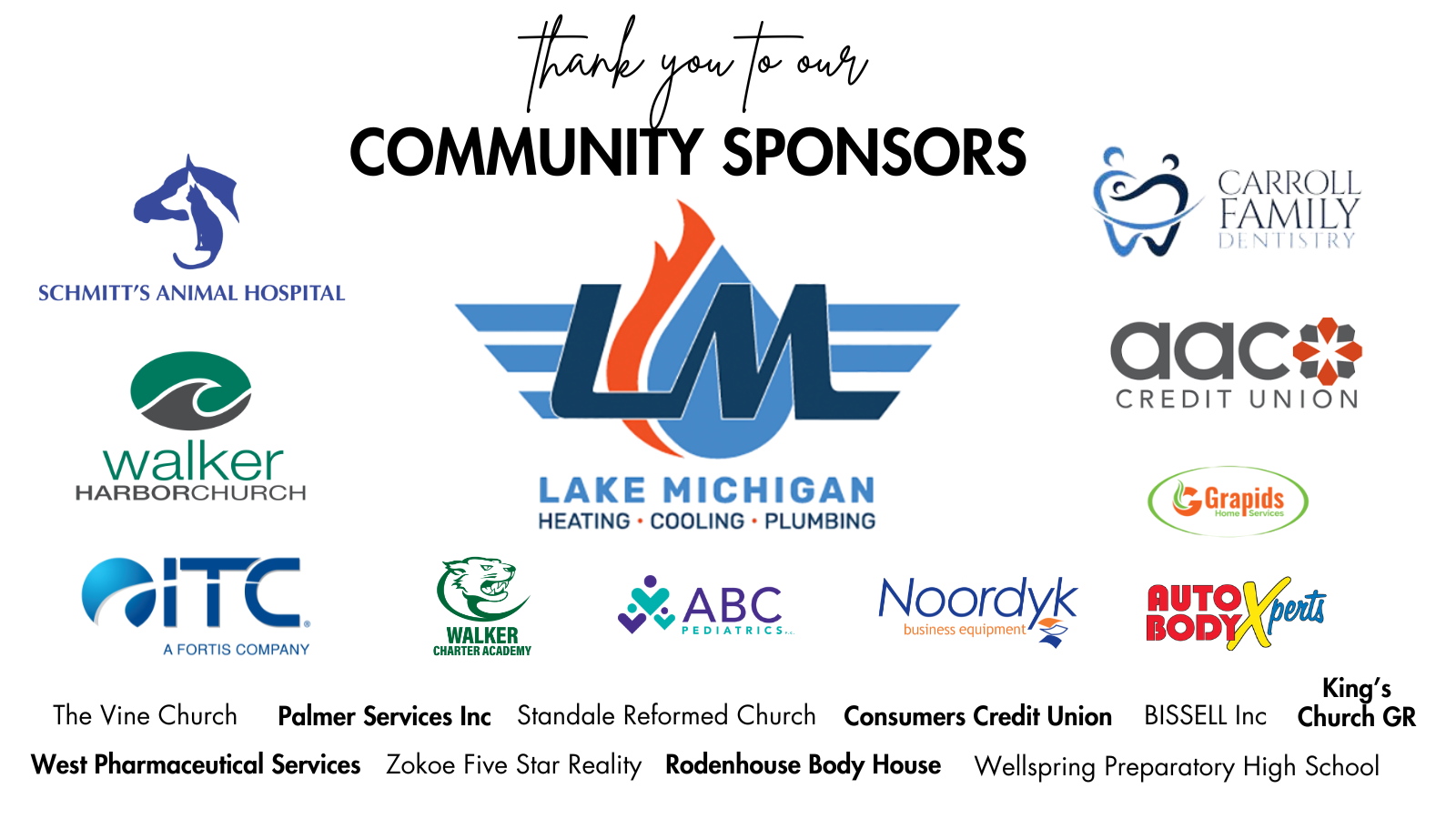 Compilation of logos for sponsoring businesses